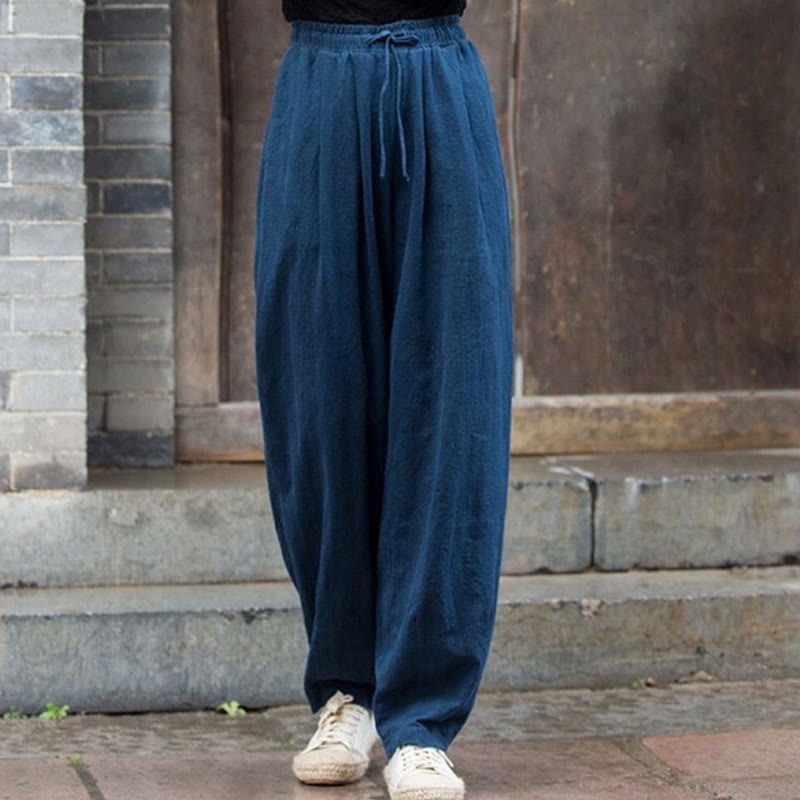 Buddha Stones Plain Design Cotton Women's Pants - SteelBlue - US14,UK/AU18,EU46 (4XL) - image 12