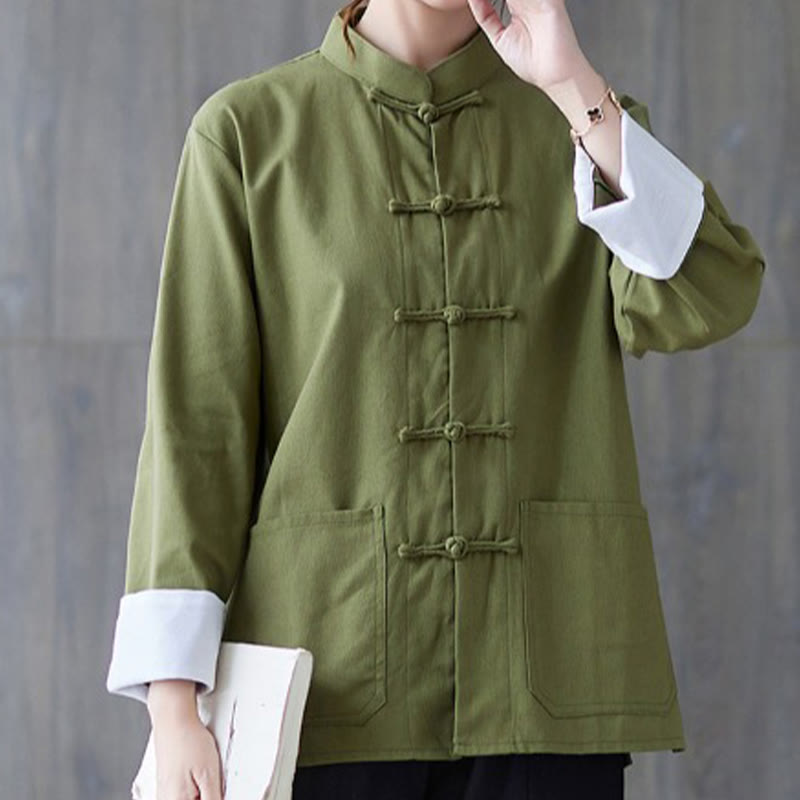 Buddha Stones Women's Frog-Button Long Sleeve Shirt Pants Meditation Clothing - Green Shirt - US8-10,UK/AU12-14,EU40-42 (2XL) - image 0