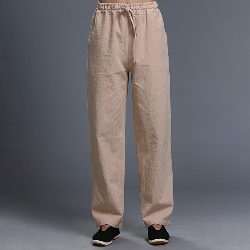 Buddha Stones Casual Plain Color Drawstring Linen Men's Pants With Pockets - Bisque - US/UK/AU38,EU48 (XL) - image 25