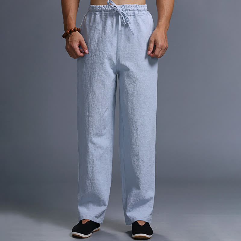 Buddha Stones Casual Plain Color Drawstring Linen Men's Pants With Pockets - LightSteelBlue - US/UK/AU38,EU48 (XL) - image 31