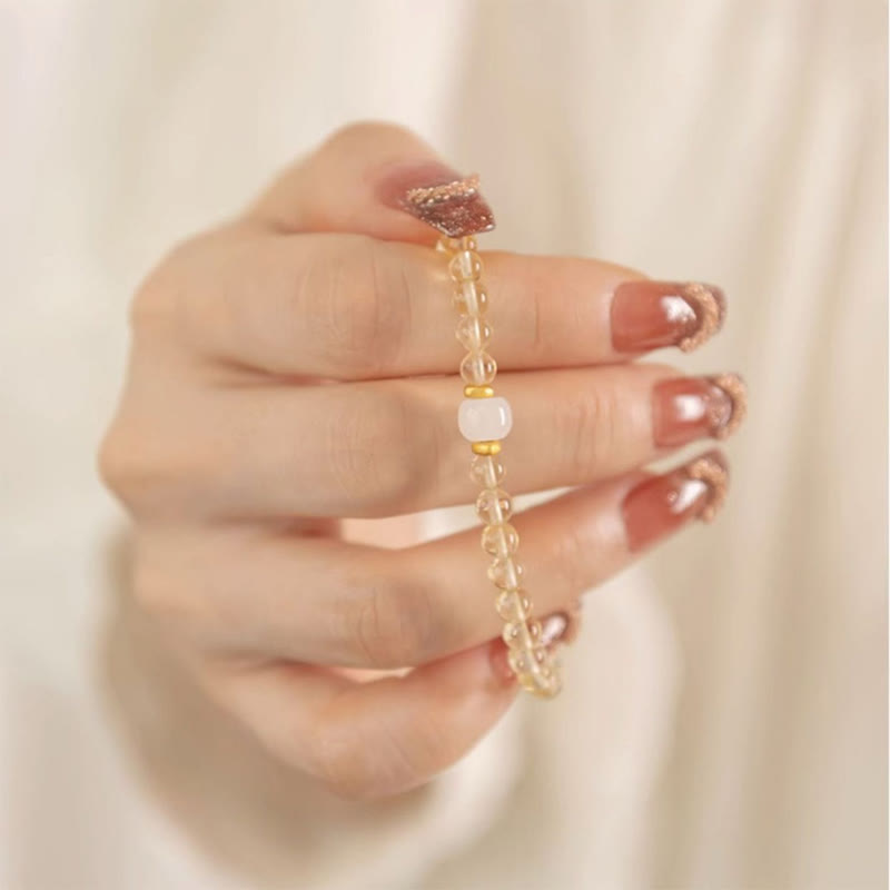 Buddha Stones Small Citrine Jade Beads Prosperity Bracelet Bracelet BS 7