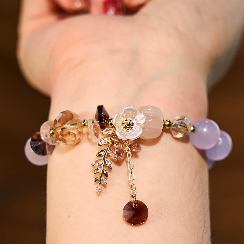 Foviel Blue Crystal Amethyst Sun Stone Green Aventurine Healing Bracelet