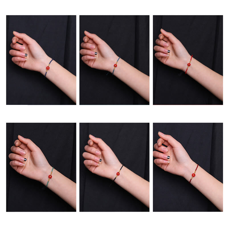 Buddha Stones 999 Gold Mini Bead Handmade Flower Design Luck Protection Rope Bracelet Bracelet BS 18
