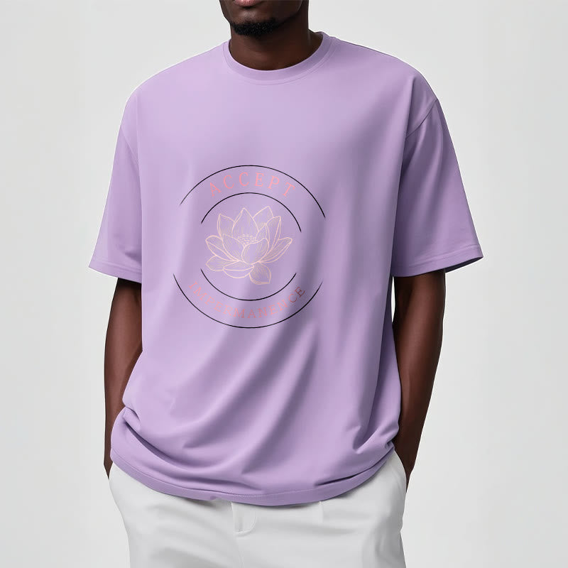 Buddha Stones Lotus Accept Impermanence Cotton Tee T-shirt T-Shirts BS 16