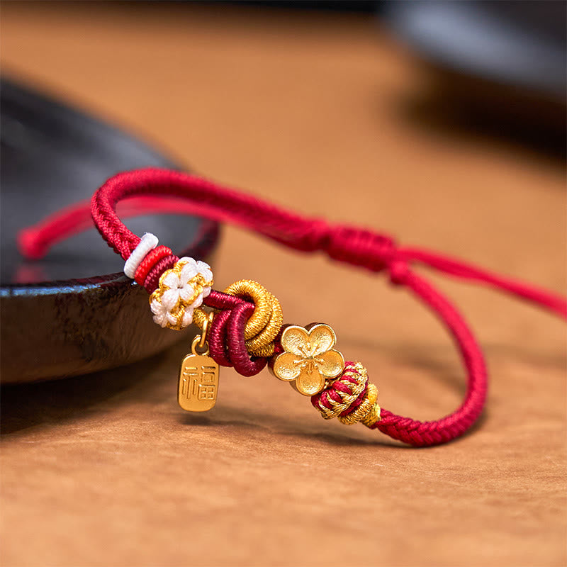 Foviel Peach Blossom Happiness Charm Luck Red String Bracelet
