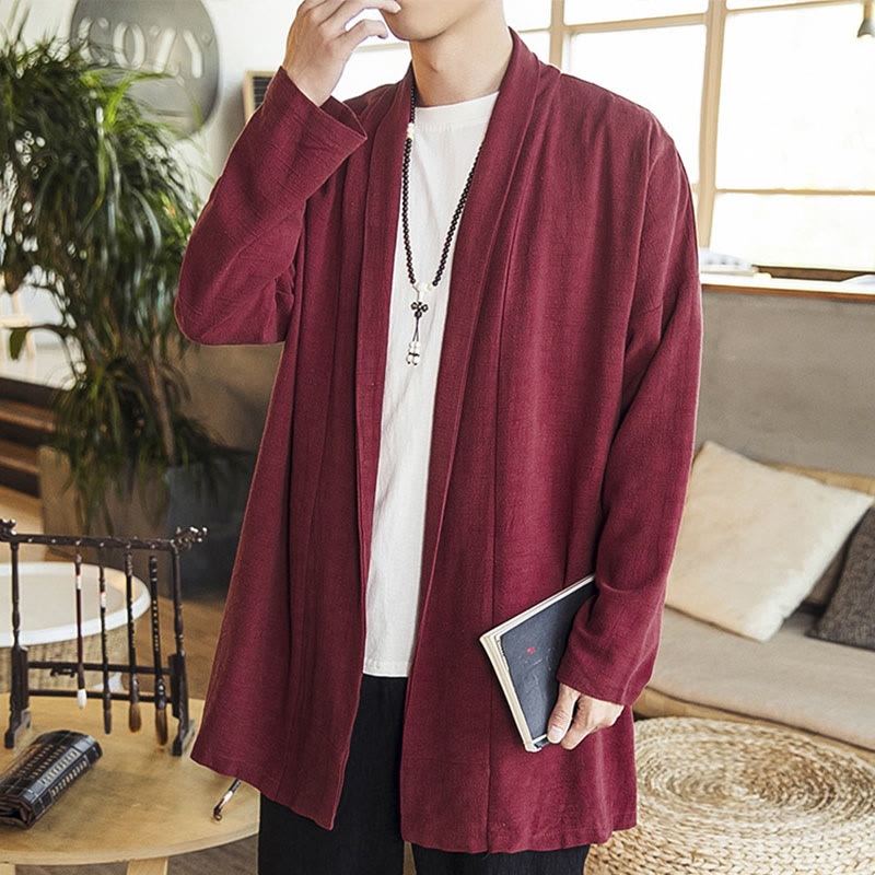 Manteau mi-long décontracté en coton et lin pour homme Foviel, collection automne