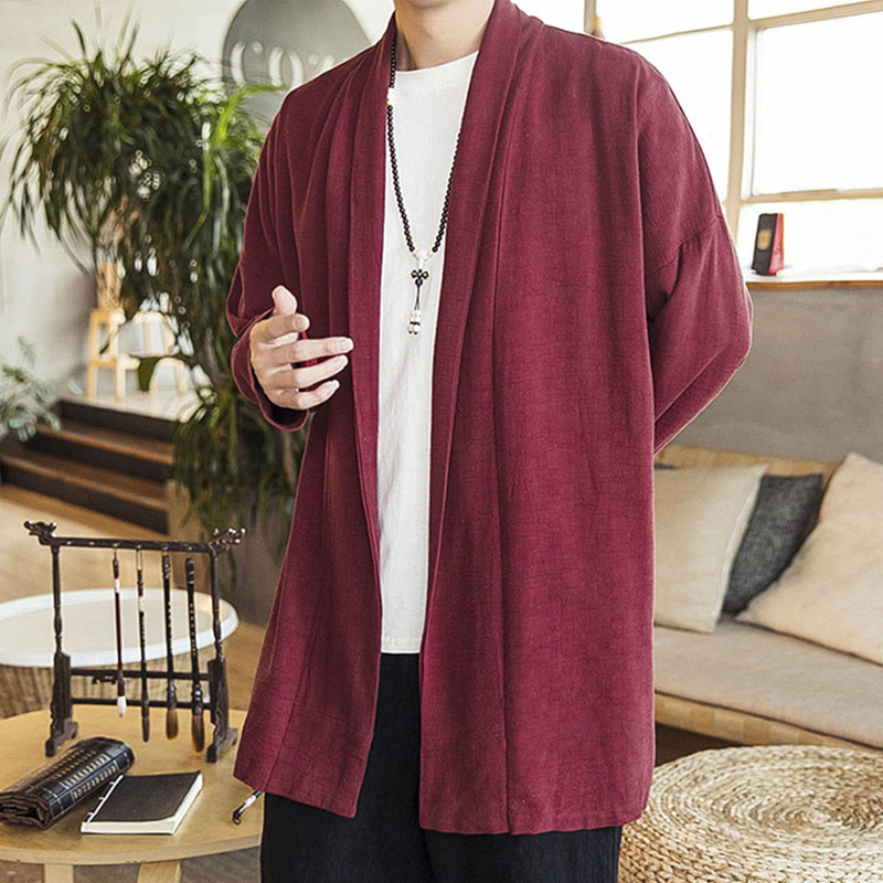 Manteau mi-long décontracté en coton et lin pour homme Foviel, collection automne