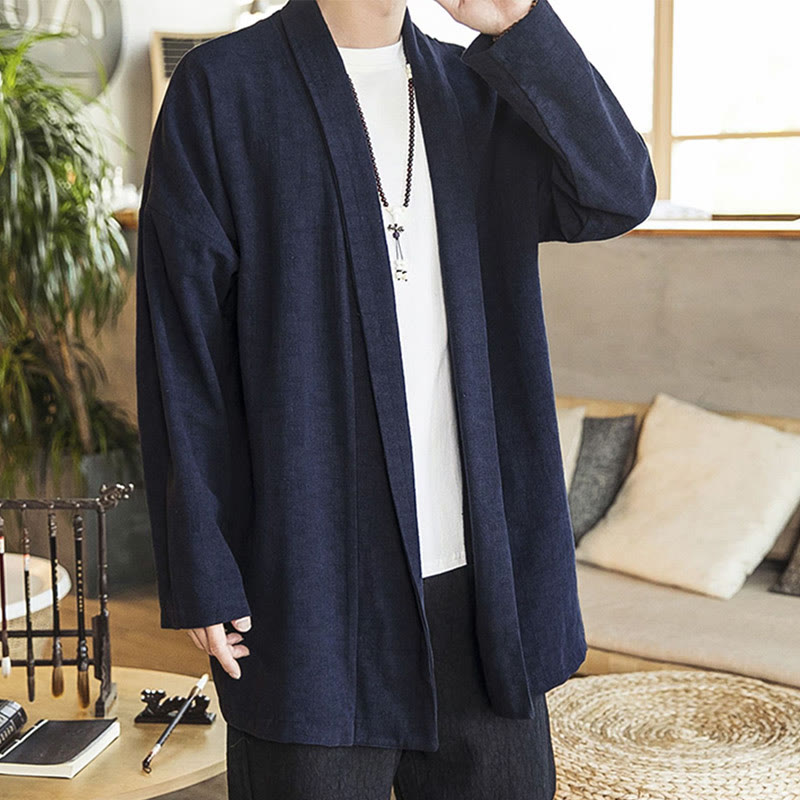 Manteau mi-long décontracté en coton et lin pour homme Foviel, collection automne