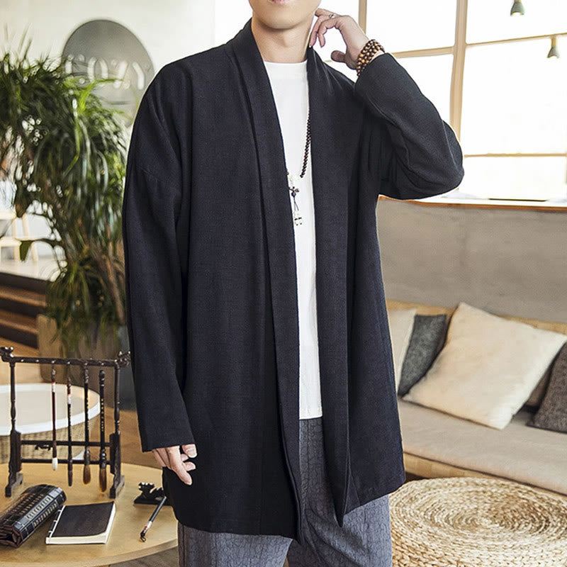 Manteau mi-long décontracté en coton et lin pour homme Foviel, collection automne