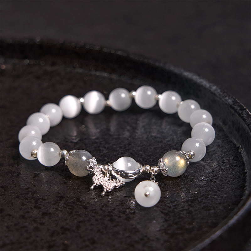 Foviel Katze Auge Moonstone Schmetterling Stern Charm Unterstützung Armband
