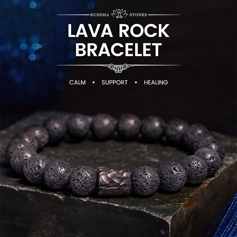 Foviel Lava Rock Ebony Wood Tiger Eye Healing Bracelet