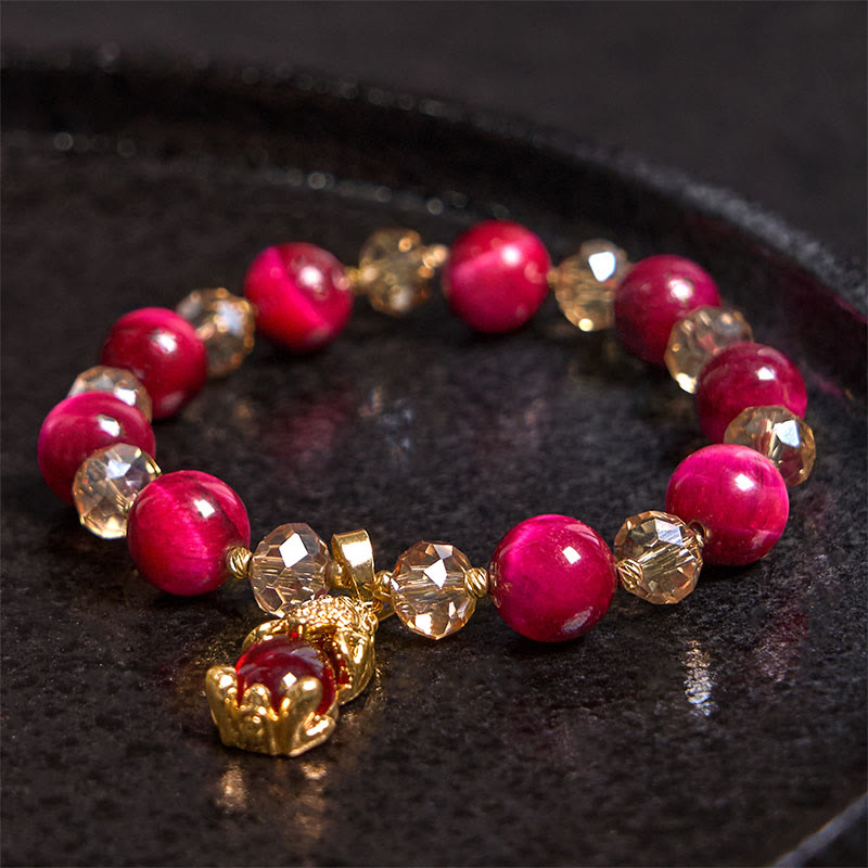 Foviel Red Tiger Eye PiXiu Fox Protection Self Confidence Bracelet