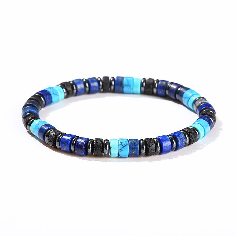 Buddha Stones Hematite Turquoise Lazurite Lava Rock Black Glitter Stone Support Bracelet - image 1