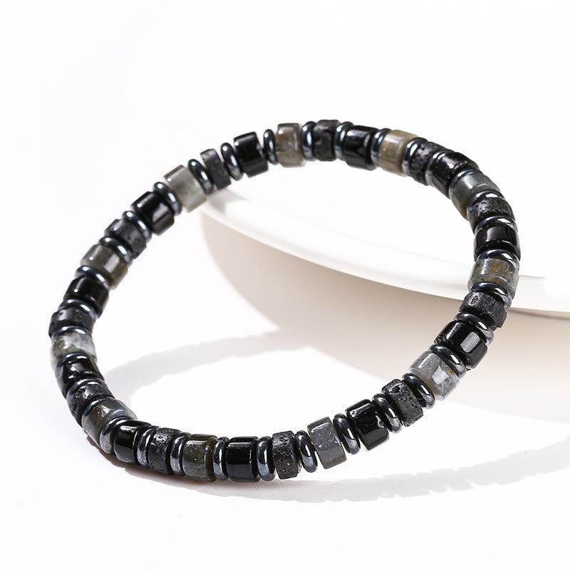 Buddha Stones Hematite Turquoise Lazurite Lava Rock Black Glitter Stone Support Bracelet - image 16