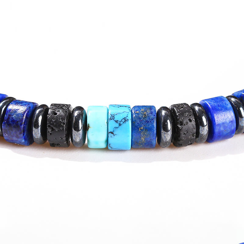 Buddha Stones Hematite Turquoise Lazurite Lava Rock Black Glitter Stone Support Bracelet - image 8