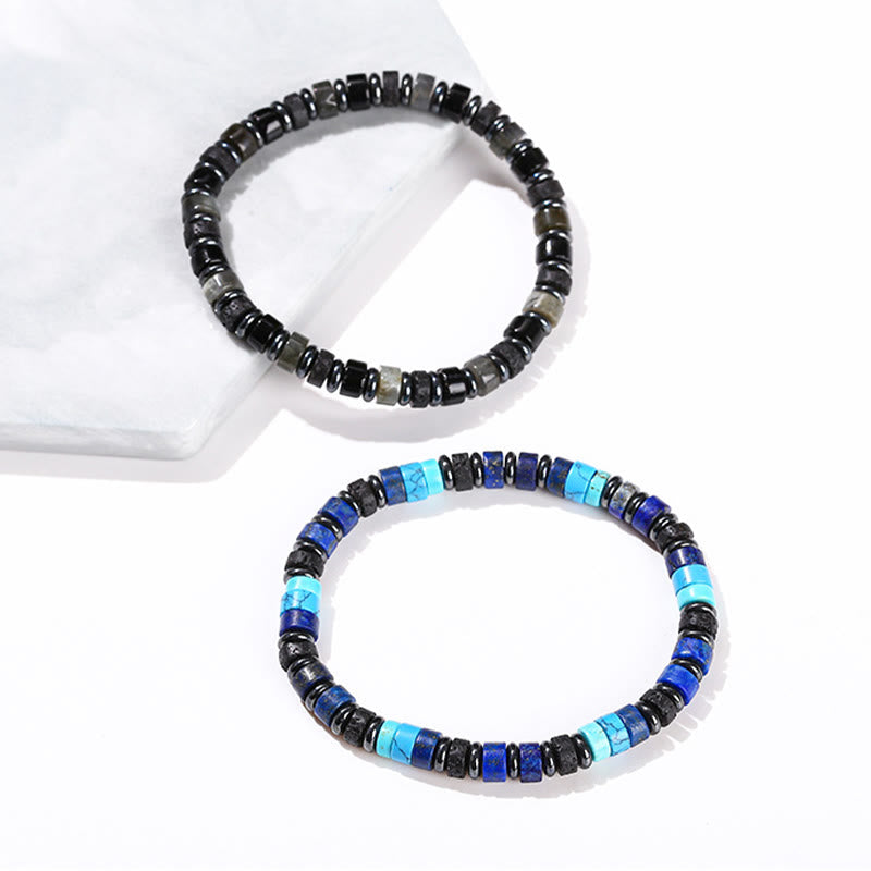 Buddha Stones Hematite Turquoise Lazurite Lava Rock Black Glitter Stone Support Bracelet - image 17