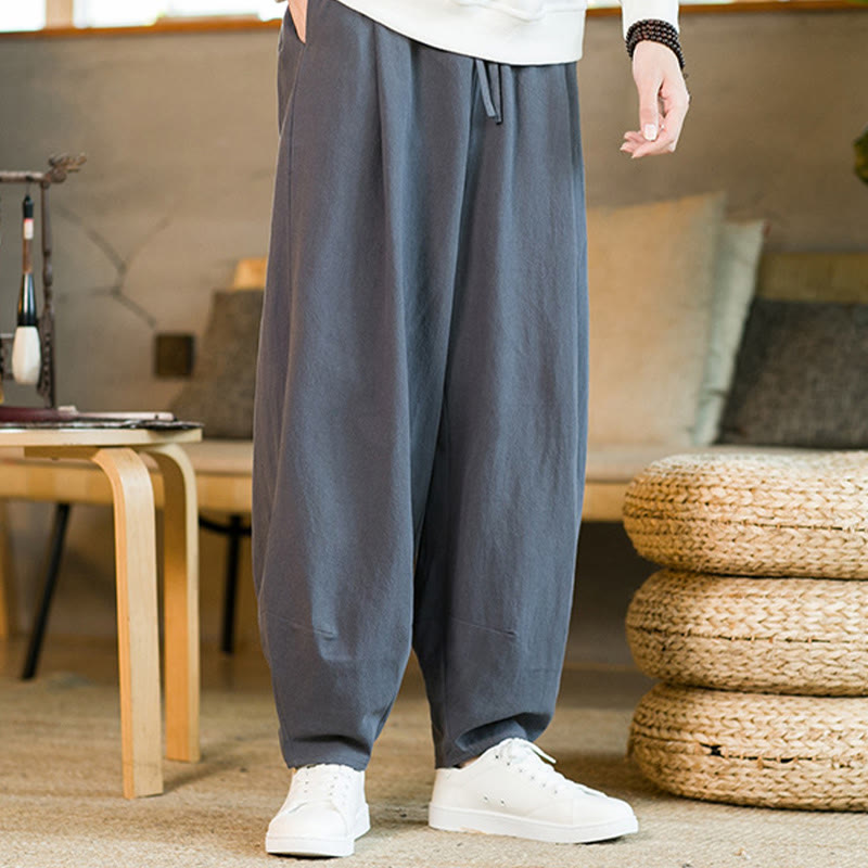 Buddha Stones Solid Color Drawstring Men's Harem Pants With Pockets - SlateGray - US/UK/AU46,EU56 (5XL) - image 31