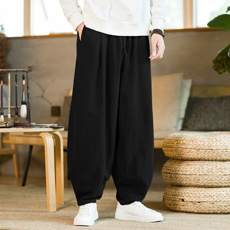 Buddha Stones Solid Color Drawstring Men's Harem Pants With Pockets - Black - US/UK/AU46,EU56 (5XL) - image 11