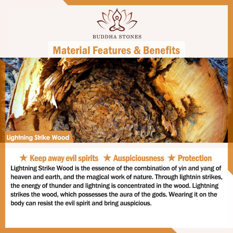 Buddha Stones 108 Mala Beads Lightning Strike Peach Wood Hand Polishing Protection Bracelet - image 9
