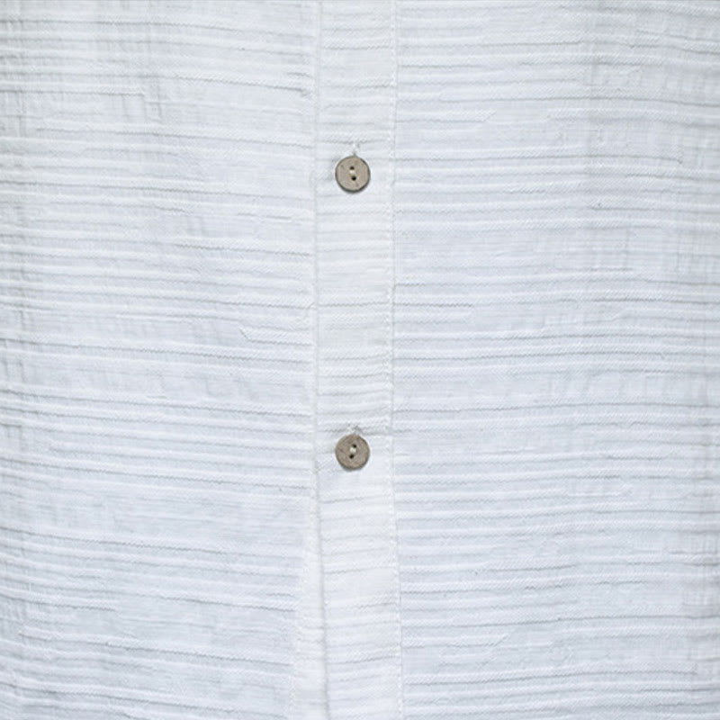 Chemise veste pour homme Foviel de style Tang, couleur unie, demi-boutons brandebourgs, en coton et lin