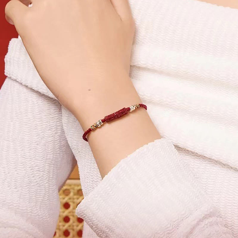 Buddha Stones 925 Sterling Silver Om Mani Padme Hum Cinnabar Blessing Child Adult Bracelet Bracelet BS 4