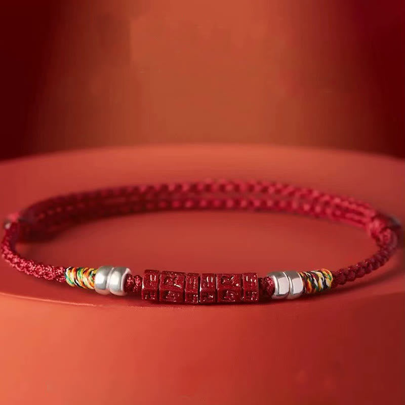 Buddha Stones 925 Sterling Silver Om Mani Padme Hum Cinnabar Blessing Child Adult Bracelet Bracelet BS 1