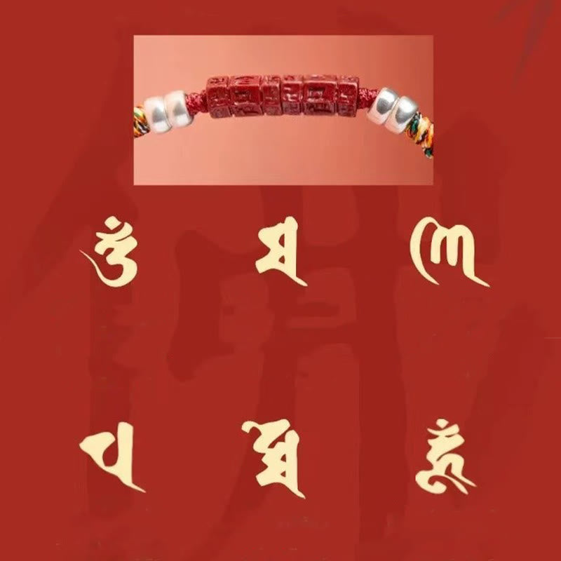 Buddha Stones 925 Sterling Silver Om Mani Padme Hum Cinnabar Blessing Child Adult Bracelet Bracelet BS 12