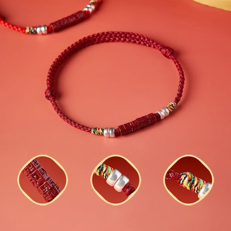 Buddha Stones 925 Sterling Silver Om Mani Padme Hum Cinnabar Blessing Child Adult Bracelet Bracelet BS 2