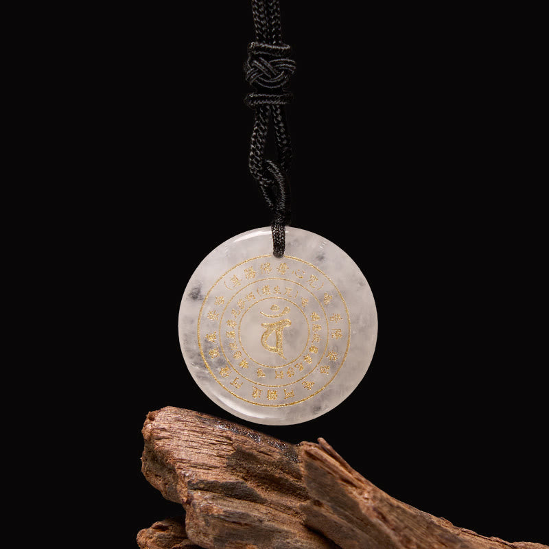 Foviel Vairocana Tathagata Sanskrit Mantra Various Crystal Black Obsidian Green Aventurine Strength Necklace Pendant