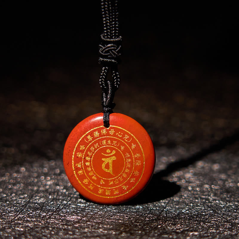 Foviel Vairocana Tathagata Sanskrit Mantra Various Crystal Black Obsidian Green Aventurine Strength Necklace Pendant