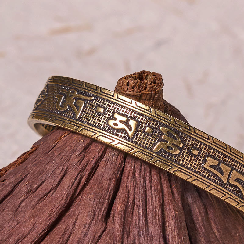 Foviel Sechs wahre Worte "om Mani Padme Hum" Herz Sutra Kupfer Messing Glück Weisheit Armband Verwirren