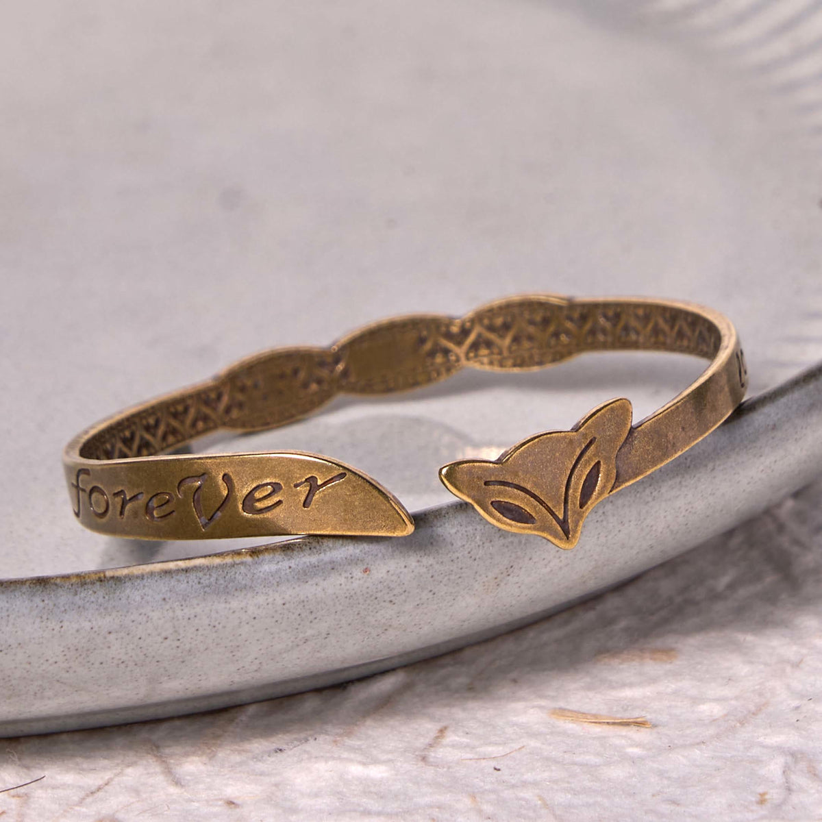 Foviel Fox Kopf Kupfer Messing 'Liebe Sie für immer' Glück Selbstversorgung Armband Strangle