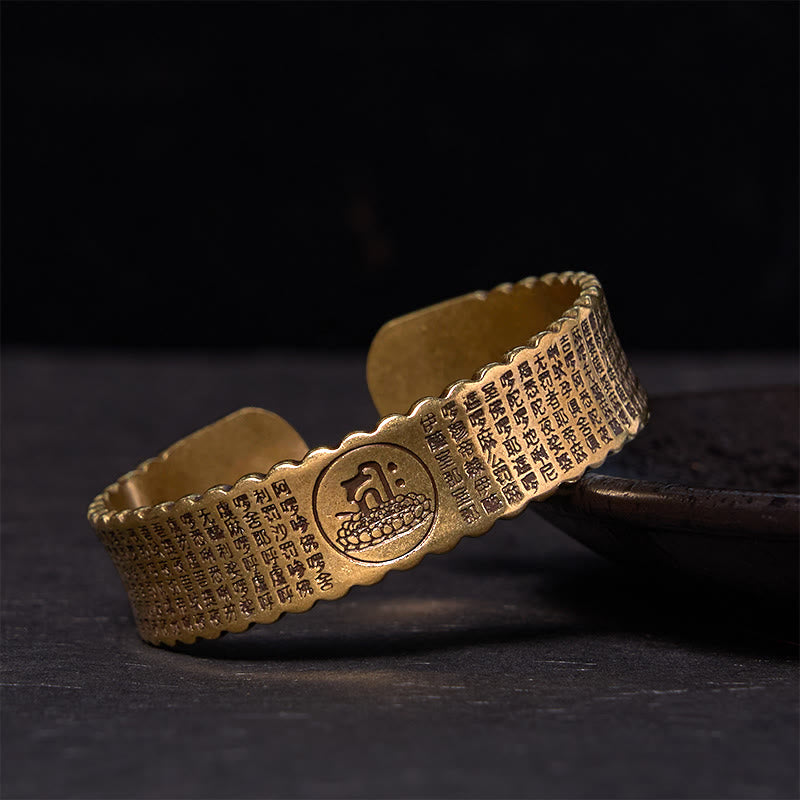 Bracelet jonc Foviel avec mantra de la Grande Compassion en cuivre et laiton pour la chance et le bien-être