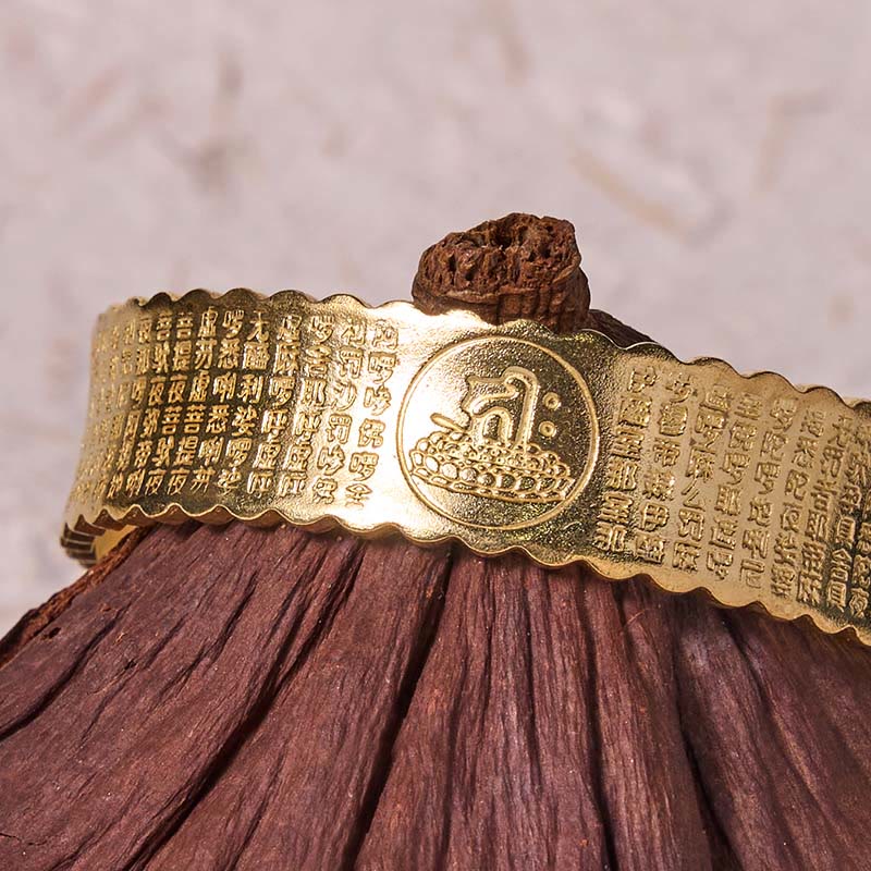 Bracelet jonc Foviel avec mantra de la Grande Compassion en cuivre et laiton pour la chance et le bien-être