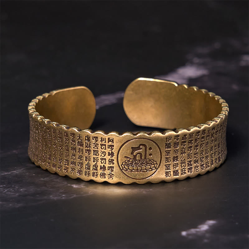Bracelet jonc Foviel avec mantra de la Grande Compassion en cuivre et laiton pour la chance et le bien-être