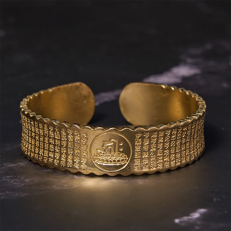 Bracelet jonc Foviel avec mantra de la Grande Compassion en cuivre et laiton pour la chance et le bien-être