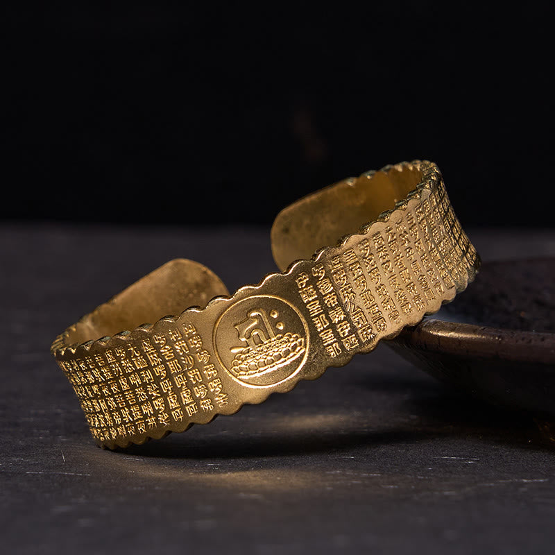 Bracelet jonc Foviel avec mantra de la Grande Compassion en cuivre et laiton pour la chance et le bien-être
