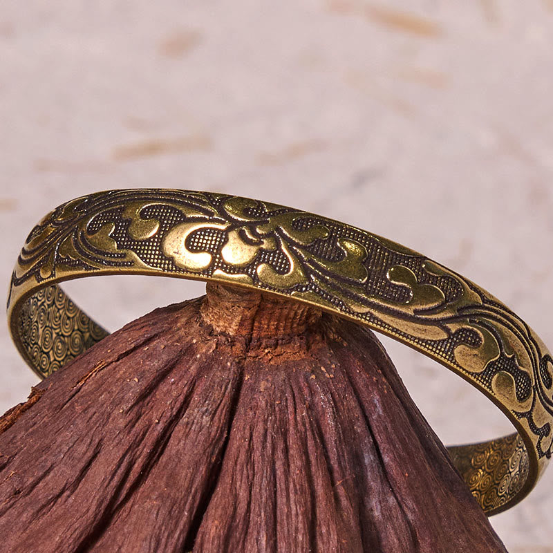 Foviel Blumen Kupfer Messing Balance Selbstversorgung Manschettenarmband Armreif