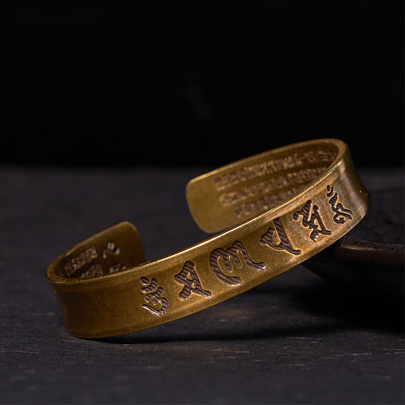 Foviel Sechs wahre Worte "om Mani Padme Hum" Herz Sutra Kupfer Messing Innenfriedens-Armband Armreif