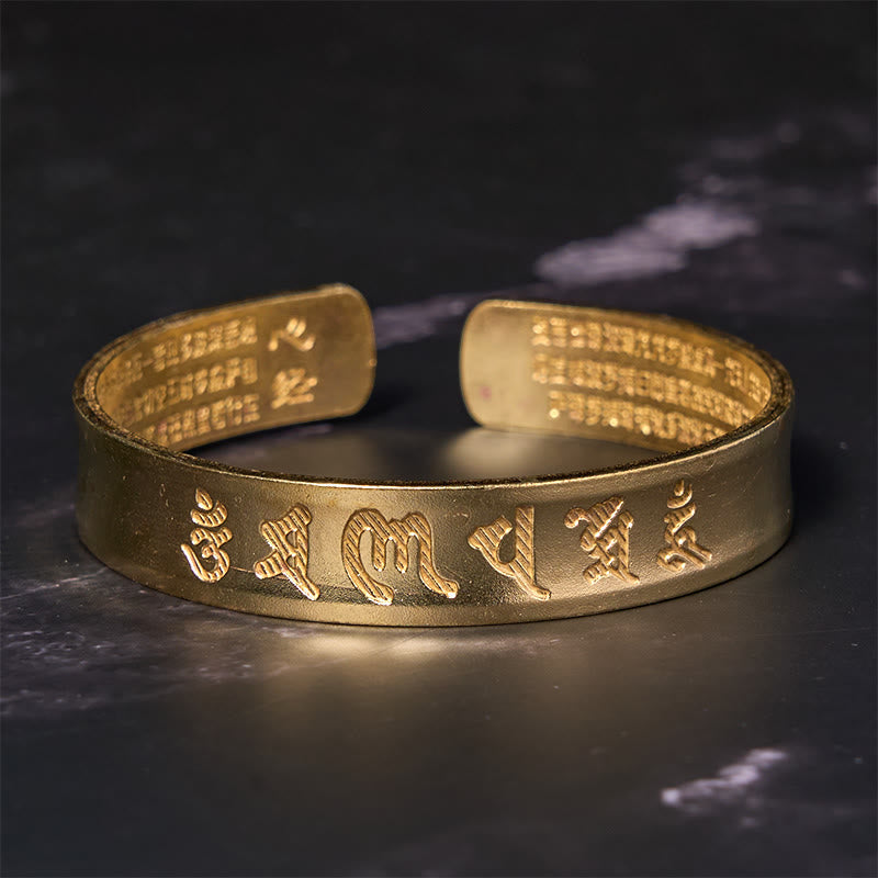 Foviel Sechs wahre Worte "om Mani Padme Hum" Herz Sutra Kupfer Messing Innenfriedens-Armband Armreif