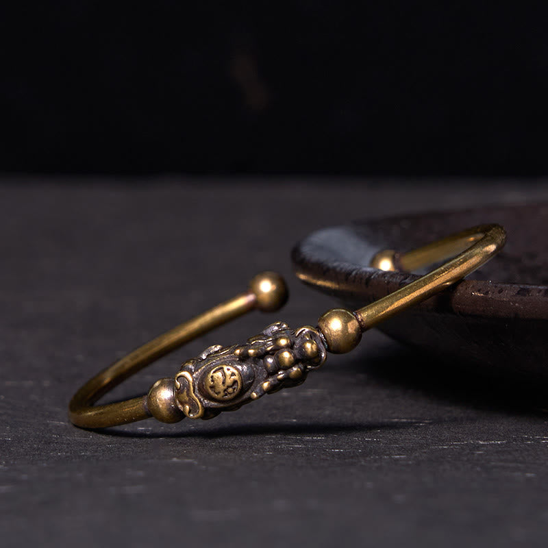 Foviel Pi Xiu tragenden Kompass Fu Charakter Kupfer Messing Glück Reichtum Armband Armreif