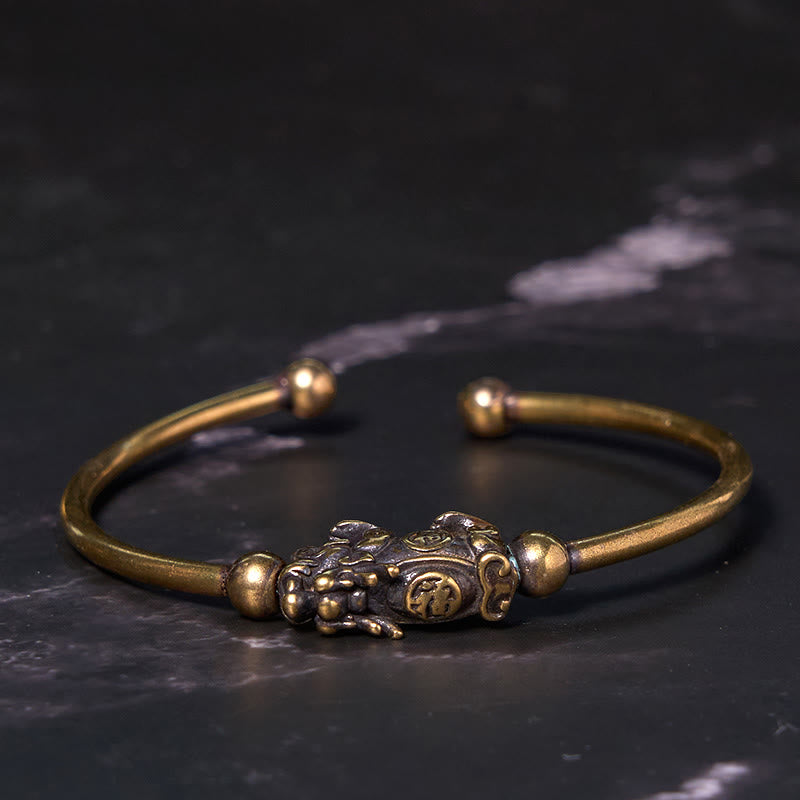 Foviel Pi Xiu tragenden Kompass Fu Charakter Kupfer Messing Glück Reichtum Armband Armreif