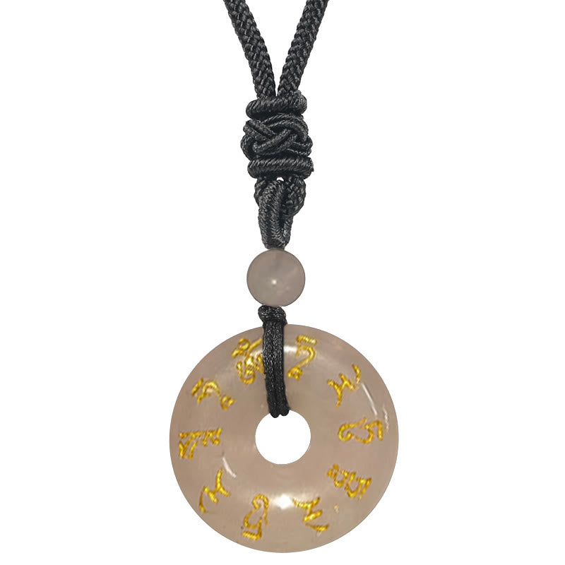 Buddha Stones Green Tara Mantra Natural Various Crystal Black Obsidian Fulfilment Necklace Pendant Necklaces & Pendants BS Rose Quartz