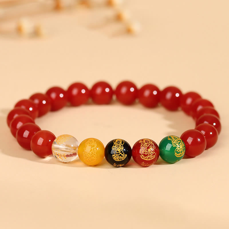Buddha Stones Five Elements Various Agate Jambhala Luck Bracelet Bracelet BS 18