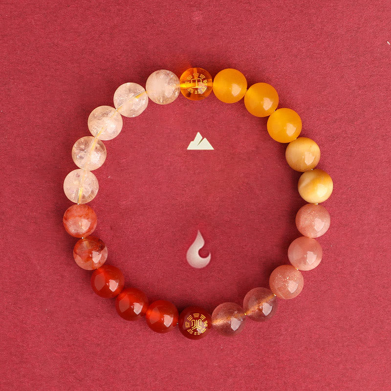 Buddha Stones Five Elements Various Agate Crystal Black Onyx Green Chalcedony Aquamarine Wisdom Bracelet Bracelet BS 38