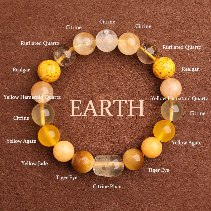 Buddha Stones Five Elements Various Agate Crystal Green Strawberry Quartz Moss Agate Green Phantom Luck Bracelet Bracelet BS Earth(Wrist Circumference: 14-16cm) 10mm