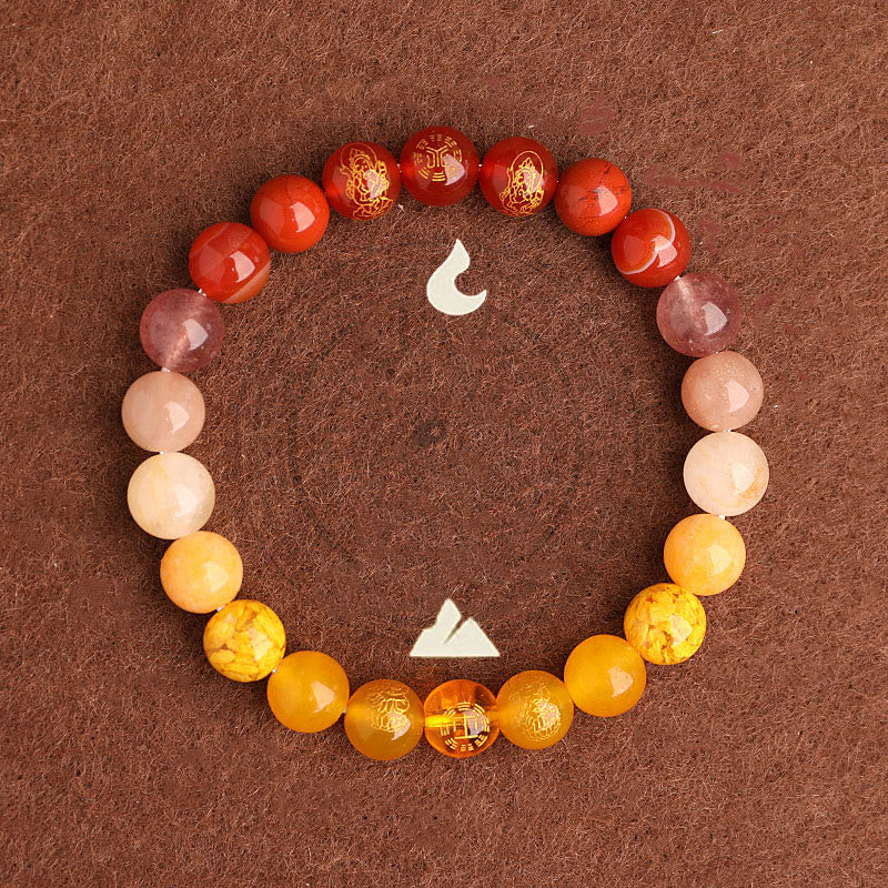 Buddha Stones Five Elements Various Agate Crystal South Red Agate Strawberry Quartz Sun Stone Citrine Luck Bracelet Bracelet BS 11