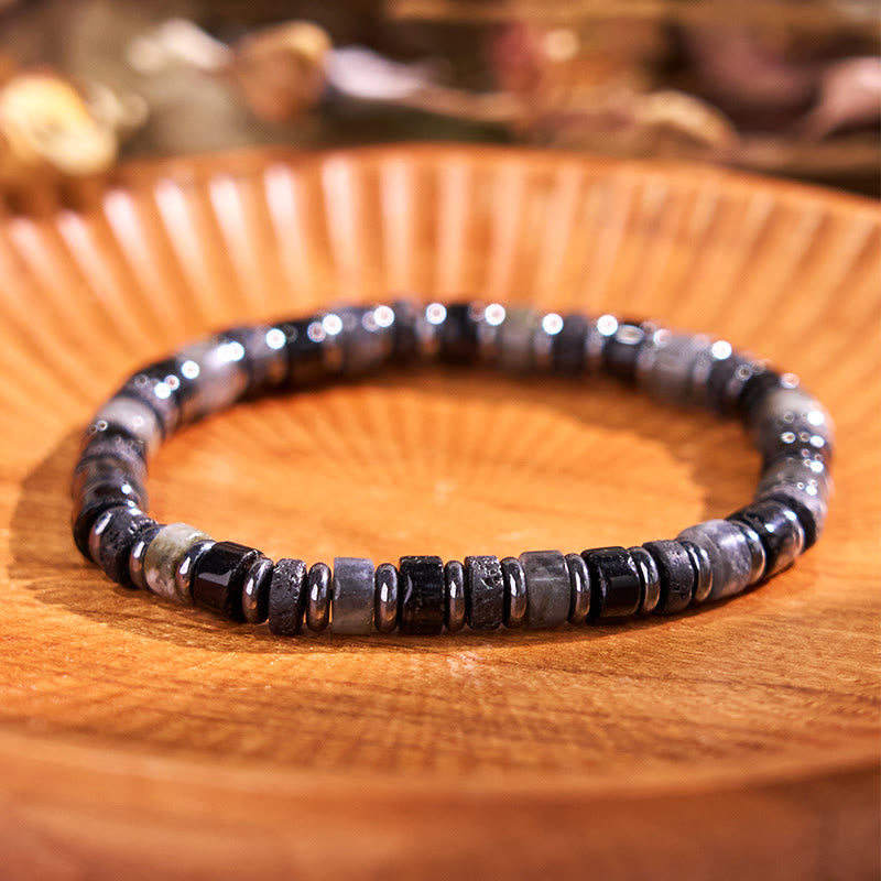 Buddha Stones Hematite Turquoise Lazurite Lava Rock Black Glitter Stone Support Bracelet - 6mm Lava Rock Black Glitter Stone Hematite(Wrist Circumference: 14-16cm) - image 13