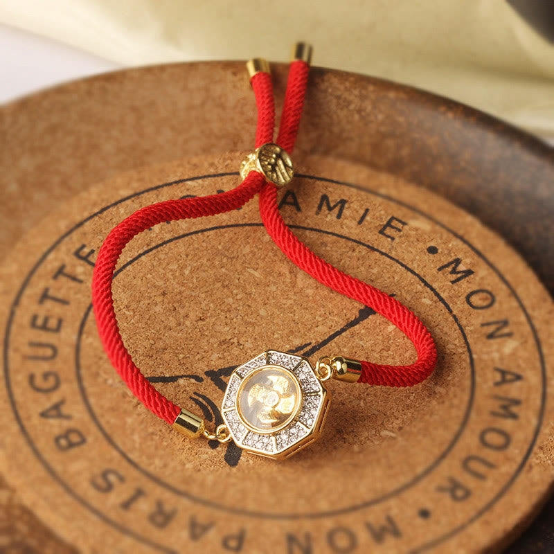 Buddha Stones Copper Brass Rotatable Windmill Feng Sheng Shui Qi Red String Faith Braided Bracelet - image 7