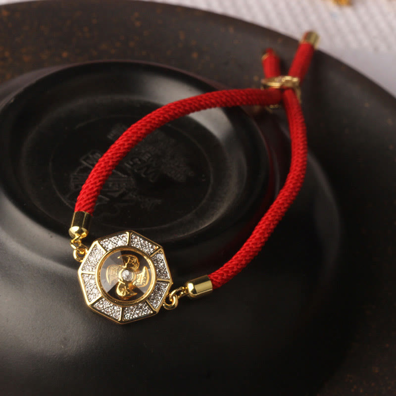 Buddha Stones Copper Brass Rotatable Windmill Feng Sheng Shui Qi Red String Faith Braided Bracelet - image 10